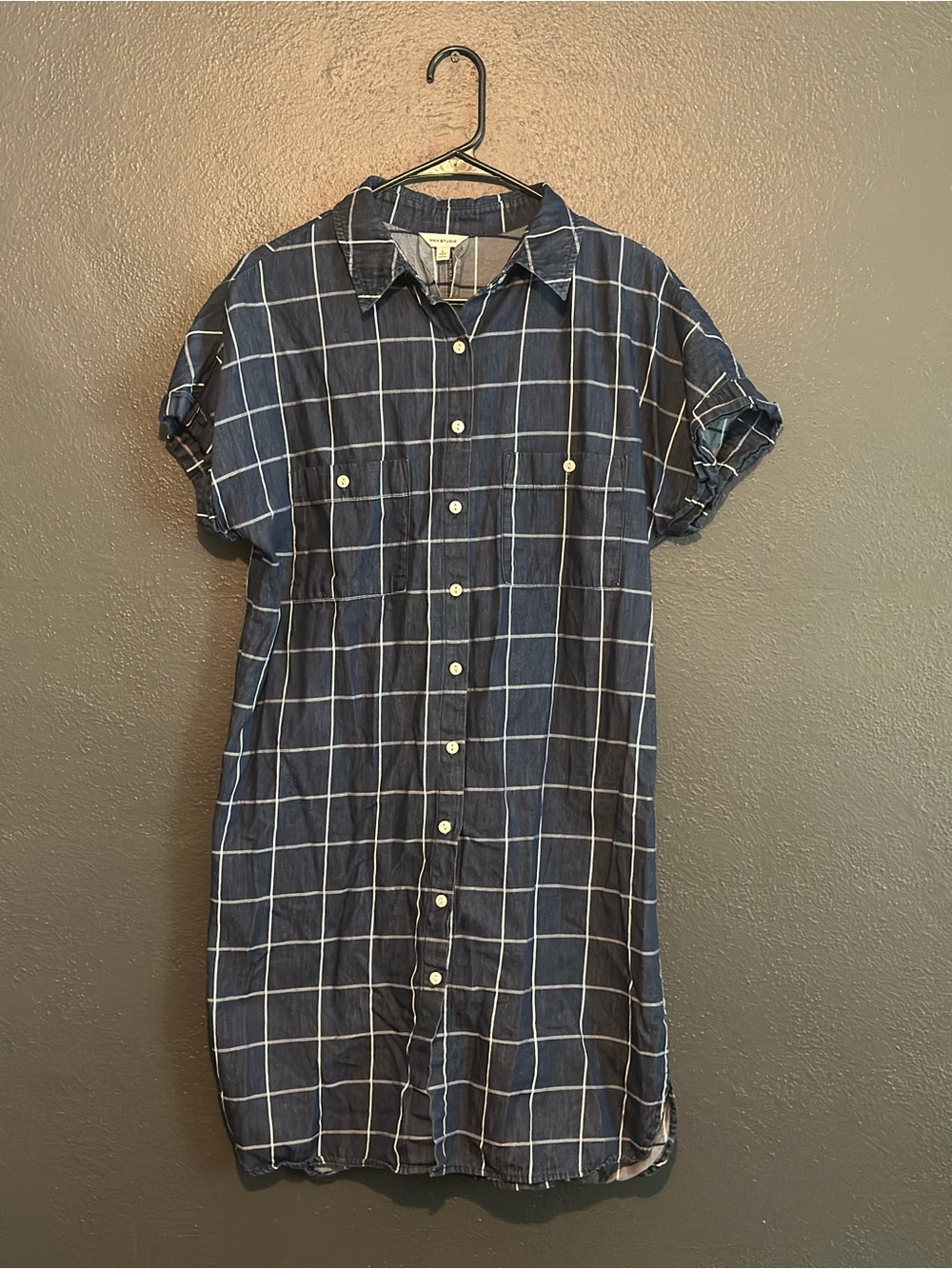 Max Studio Plaid Button-Up Dress